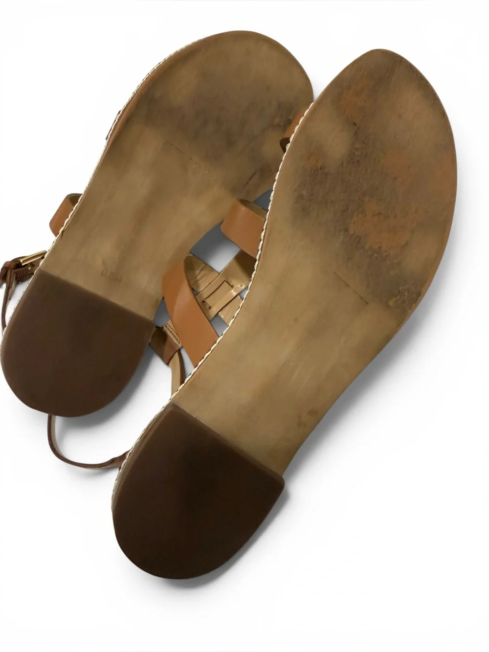 Michael Kors Cognac Leather Multi-Strap Ankle-Buckle Sandals